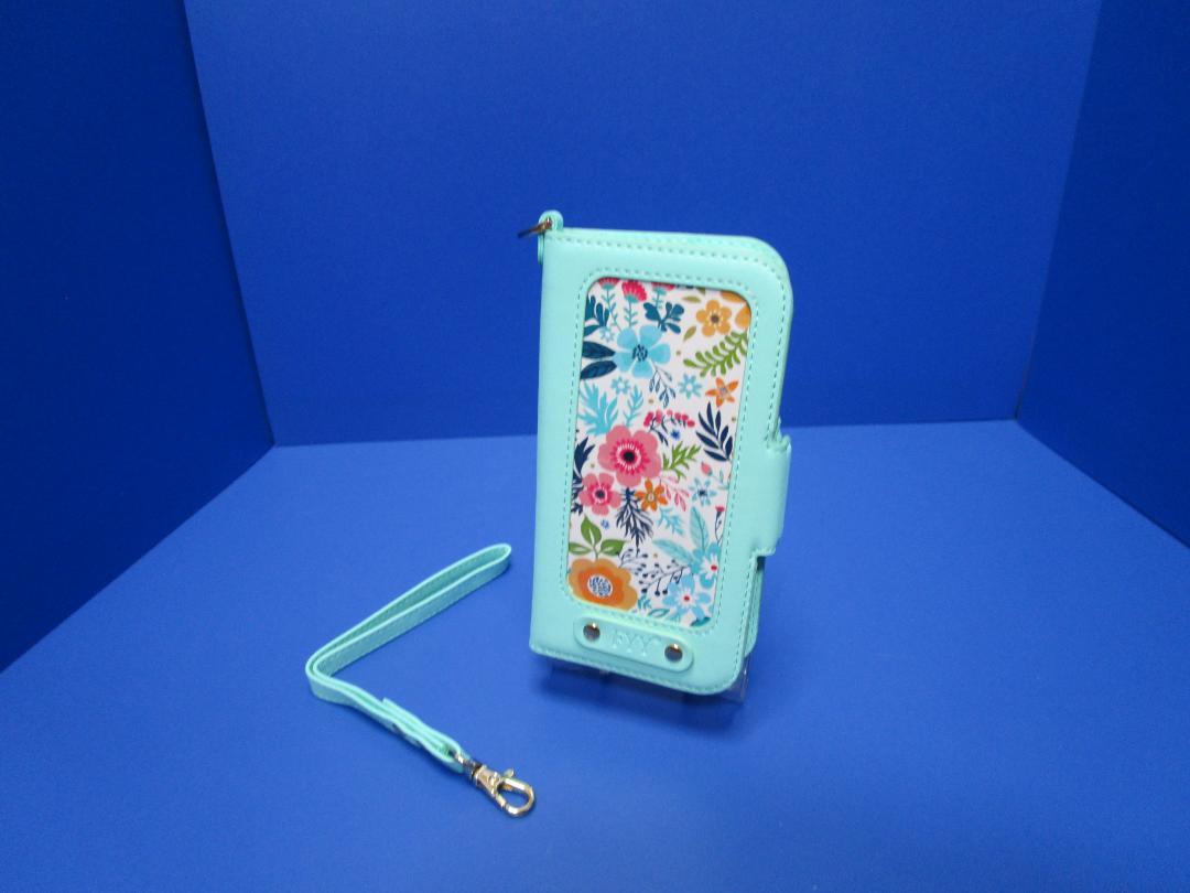 乐天商城 - 在庫処分 iPhone12 mini 5.4インチ 高品質 手帳型 ケース カバー スタンド機能 カードポケット ストラップ付 フラワー　グリーン