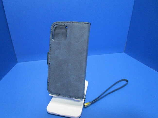 在庫処分 SIMPLE SUEDE iPhone12mini (5.4インチ) 手帳型 ケース ブルー 上品質PU...