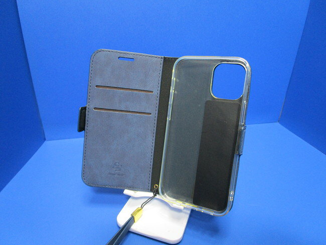在庫処分 SIMPLE SUEDE iPhone12mini (5.4インチ) 手帳型 ケース ブルー 上品質PU...
