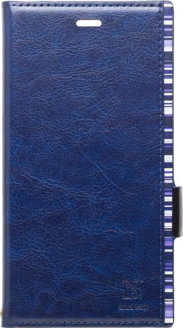 Natural Design ナチュラルデザイン Xperia XZ1 (5.2インチ) 手帳型ケース アクセントボーダー Blue ブルー ハンドストラップ付属 XZ1-ACB04