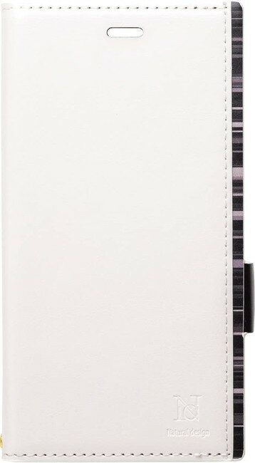 Natural Design ナチュラルデザイン Xperia XZ1 (5.2インチ) 手帳型ケース アクセントボーダー White x Black ホワイト×ブラック ハンドストラップ付属