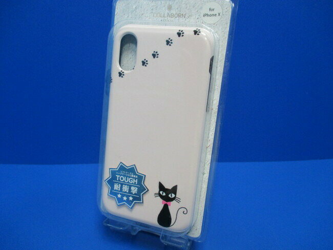 【在庫処分】コラボーン COLLABORN iPhoneXS X (5.8インチ）ケース sippo 猫 ネコ パステル ライトピンク デザイン タフケース 耐衝撃