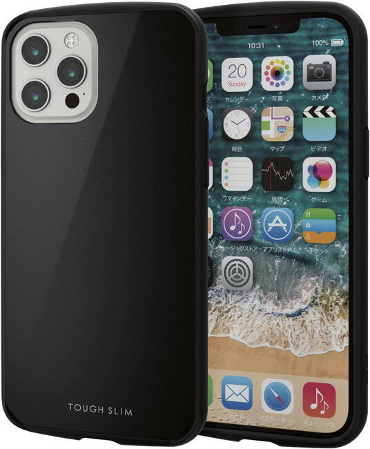 在庫処分 エレコム iPhone12ProMax ケース Qi 充電対応 ハイブリッド 耐衝撃 TOUGHSLIM LITE ブラック PM-A20CTSLBK