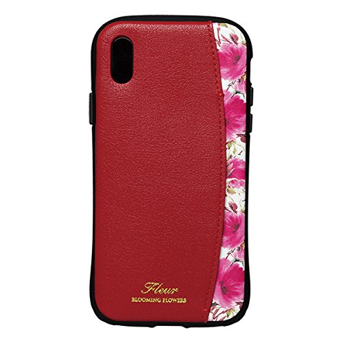 【在庫処分・送料無料】 NATURAL design iPhoneX Xs 5.8インチ ケース FLEUR WINE RED 衝撃吸収 耐衝撃 カードポケット付 iP8-FLEP03