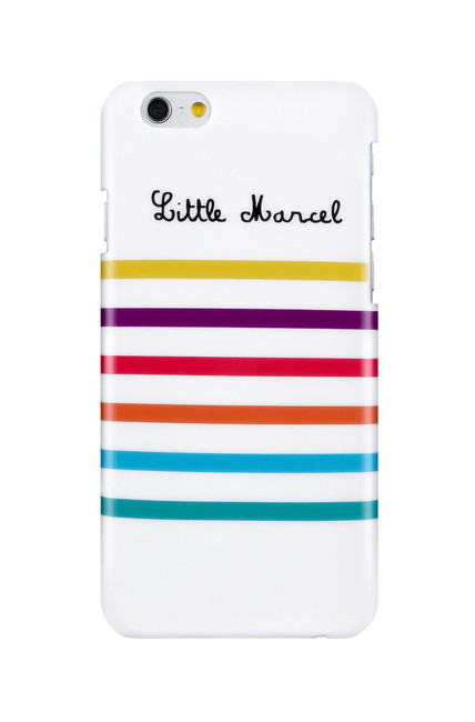 樂天商城 - スマホケース カバー iPhone6 6s iChic Gear Little Marcel ホワイト マルチカラー 白 ジャケット ハード ボーダー Glam Stripes Multi White LMIP6012