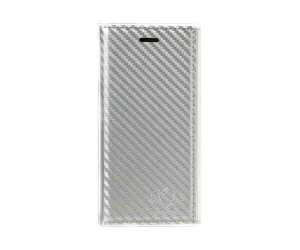 在庫処分品 Natural design iPhoneSE第2世代 iPhone8 iPhone7（4.7インチ）ケース手帳型 ケース FLAMINGO Carbon SilverxWhite カードポケット ハンドストラップ付