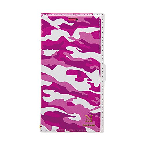 樂天商城 - 【在庫処分・送料無料】 NATURAL design iPhoneX Xs (5.8インチ) 手帳型ケース カラフルカモ PINK レザー カードポケット ストラップ付