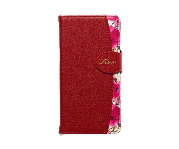 乐天商城 - Natural design XPERIA XZ1 Compact (SO-02K)（4.6インチ）手帳型ケース FLEUR ワインレッド PUレザー ハンドストラップ エクスペリア