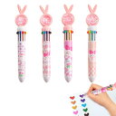Liroyal 10色 ボールペン 油性ボールペン (4本セット) 0.5mm 多色ボールペン 文房具 学校用品 多機能ペン オフィス うさぎの耳 可愛い キラキラ かわいい 多色 書きやすい 多機能 子供 学生 筆記