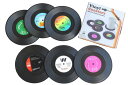 滑らない 耐熱 コースター 6枚 セット レコード vinyl マット ドリンク シリコン 製 おしゃれ かわいい 父の日 誕生日 プレゼント