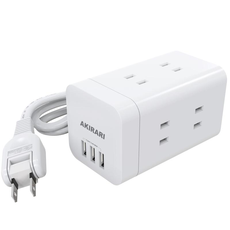 FUMITAKE 電源タップ タワー mini型 1m 6個AC コンセント 3USBポート付き 配線しやすい180°スイングプラグ 1400w 防災 延長コード 省エネ 充電タワー たこあしコンセント ホワイト 一 蛸足コンセン