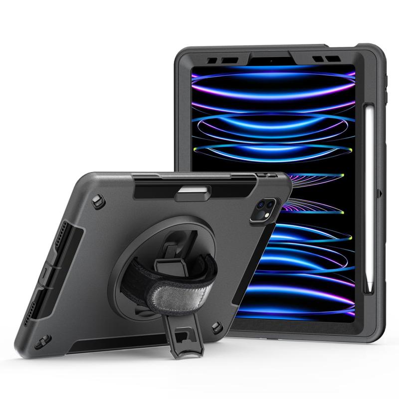 FINON iPad Pro 11 ケース 2022 第4世代 / 2021 第3世代 / 2020 第2世代 / 2018 第1世代 タブレットケース タブレット カバー ペンホルダー ハンドストラップ 耐衝撃 防塵