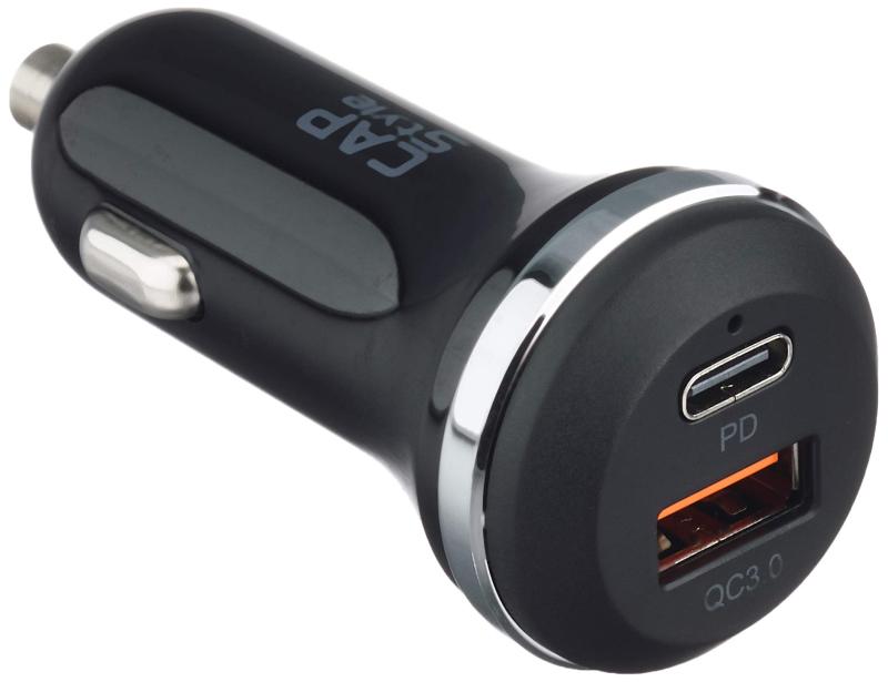 CAPStyle 高速充電対応 1+1ポートUSBカーチャージャー Type-C(PD出力)+TypeA(QC3.0出力) SK-01