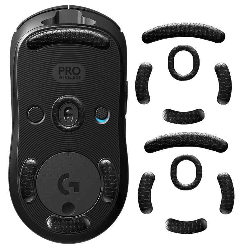 IMMOENUC - マウスソール Logicool G Pro 2 Lightspeed/G Pro Wireless 対応 2枚セット、高耐久性、低摩擦、特殊な紋様設計、薄型、マウス脚部交換用、滑り性能強化(ブラック)