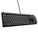 HKW タイプライター風メカニカルキーボード 青軸 104キー USB有線 日本語キーボード(2)