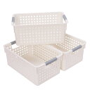 JAKAGO 3個 収納バスケット 収納ボックス プラスチック ( 収納ケース 小物収納 化粧品 キッチン 調味料 )ホワイト(3)