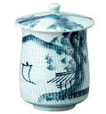 宗峰窯 寿司 湯のみ トチリ 山水 フタ付き ブルー 約300ml 489-08-453