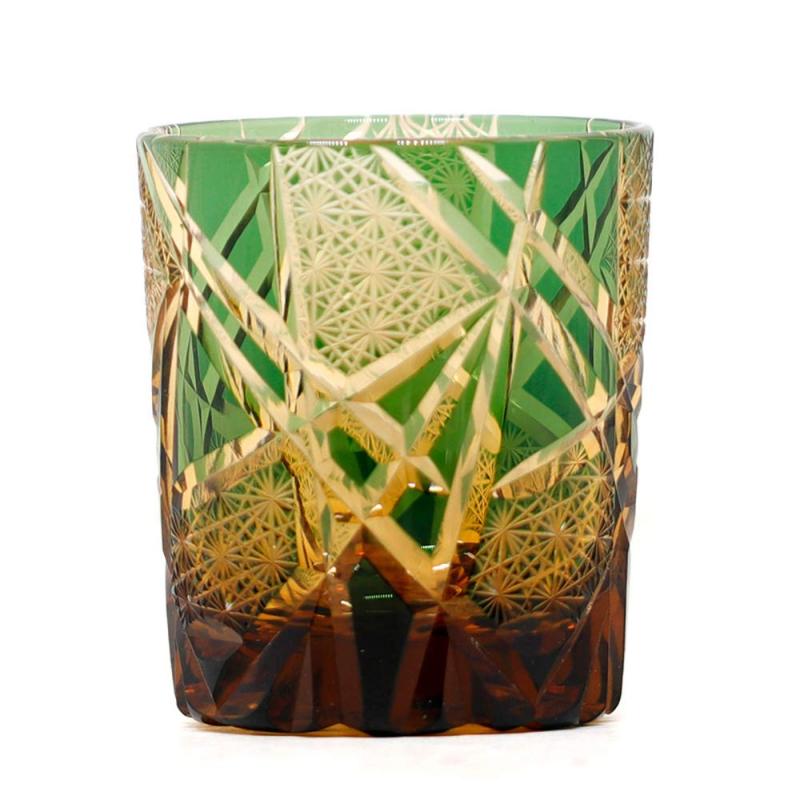 GREEM MARKET（グリームマーケット） 木箱付 工芸品 カットグラス ギフト プレゼント ガラス細工 切子 グラス 菊つなぎ コップ 焼酎グラス ロックグラス 品番：GMS02510