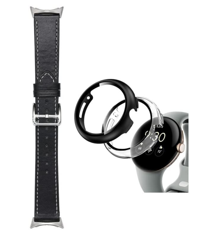 BM-STORE Google Pixel Watch 用 ケース ベルト 保護カバー 超薄型 カバー PC素材 Slim レザー交換ベルト