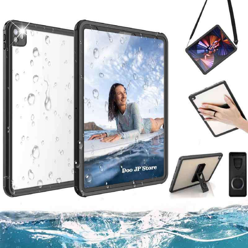 「Doo」新しいiPad Pro 12.9 第5/6世代 完全防水ケース 2022/2021モデル アイパッド プロ12.9インチ防水ケース IP68最高防水規格 衝撃吸収 全面保護アイパッド プロ12.9 第六世代 カバー[Face ID 完全対