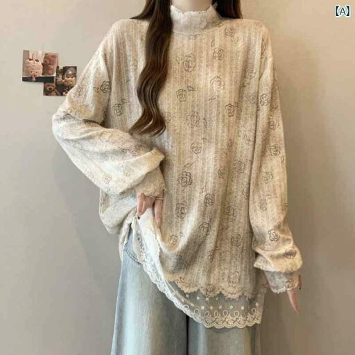 レディース スカート の 品物 ハーフ タートルネック レース シャツ トップス 2025 春 大きいサイズ 婦人服 太め mm中長 腹 カバー レディース スカート の 品物 ハーフ タートルネック レース シャツ トップス 2025 春 大きいサイズ 婦人服 太め mm中長 腹 カバー