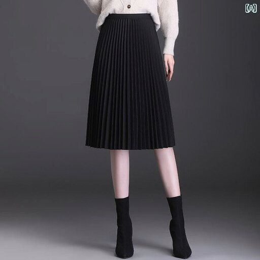 レディース スカート 小さい レディース ウール スカート 秋冬 黒の a ライン 春秋 ミドル 丈 ハイウエスト プリーツスカート レディース スカート 小さい レディース ウール スカート 秋冬 黒の a ライン 春秋 ミドル 丈 ハイウエスト プリーツスカート