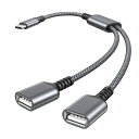 Basesailor USB-C OTG スプリッタ―Yケーブル、Typeタイプ Cオスから2 USB A 2.0 メスへの延長コード コンバーター(2)