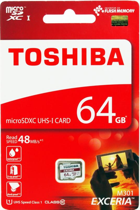 東芝 EXCERIA microSDXC64GB Class10 UHS-1対応 最大読込速度48MB/s 防水/耐X線 海外パッケージ品 THN-M301R0640A4
