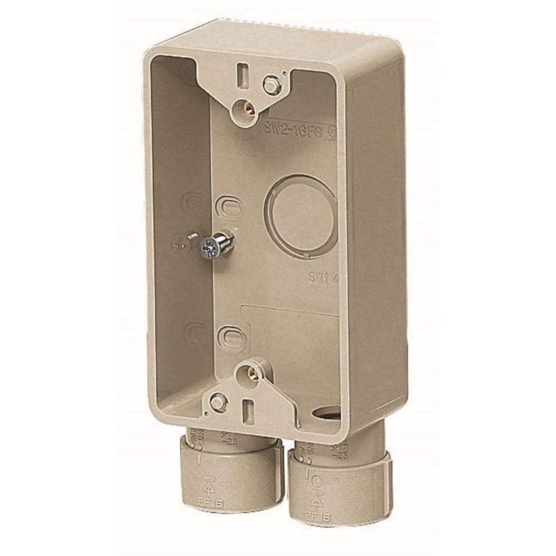 未来工業 露出スイッチボックス Gタイプ 1ケ用・1方出(下面2個口) PF管16用 ミルキーホワイト 1個(2)