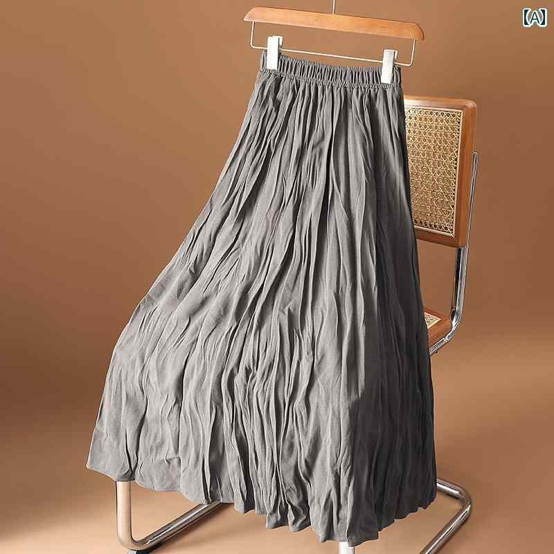 大人 レディース ワンピース アプリコット プリーツ スカート レディース 秋冬 ハイウエスト プリーツスカート aライン 大振り アンブレラ ミドル 丈(4)