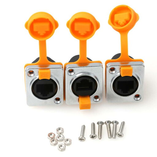 ZBLZGP RJ45パネルマウントネットワークイーサネット信号コネクタIP65防水カプラー RJ45パネルソケット CAT5 CAT6(3個 イエロー) ZBLZGP RJ45パネルマウントネットワークイーサネット信号コネクタIP65防水カプラー RJ45パネルソケット CAT5 CAT6(3個 イエロー)