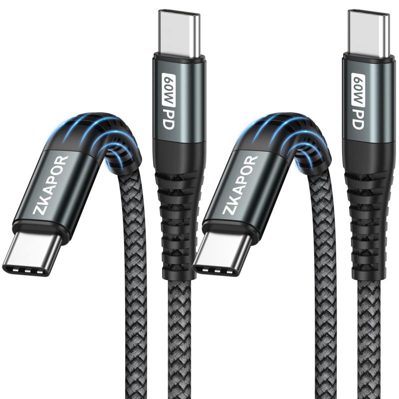 ZKAPOR USB-C & USB-C ケーブ, USB Type C ケーブル 60W