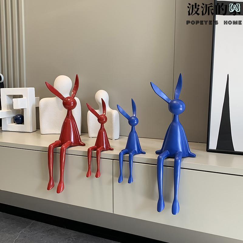 インテリア プレゼント なの の 座っている 長い 耳の ウサギの 飾り リビング ルームの テレビキャビ..