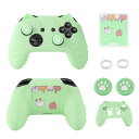 NANANINO Switch Proコントローラースキン、かわいい猫の肉球スイッチプロコントローラースキン スイッチプロコントローラー親指グリップキャップとステッカー付き - グリーン(3)