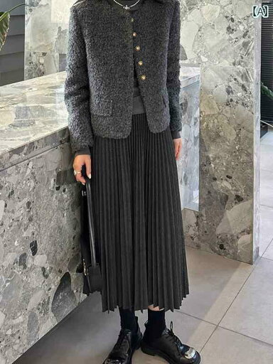 レディース レディース 2025 春秋 厚手 プリーツスカート ハーフ 丈 スカート 女性 通勤 万能 ハイウエスト 小さい サイズ ミドル レディース レディース 2025 春秋 厚手 プリーツスカート ハーフ 丈 スカート 女性 通勤 万能 ハイウエスト 小さい サイズ ミドル