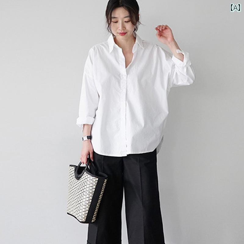 レディース ワンピース 2025 春 韓国 東大門 白 シャツ レディーストップス ゆったり カジュアル 大きいサイズ 太い mm