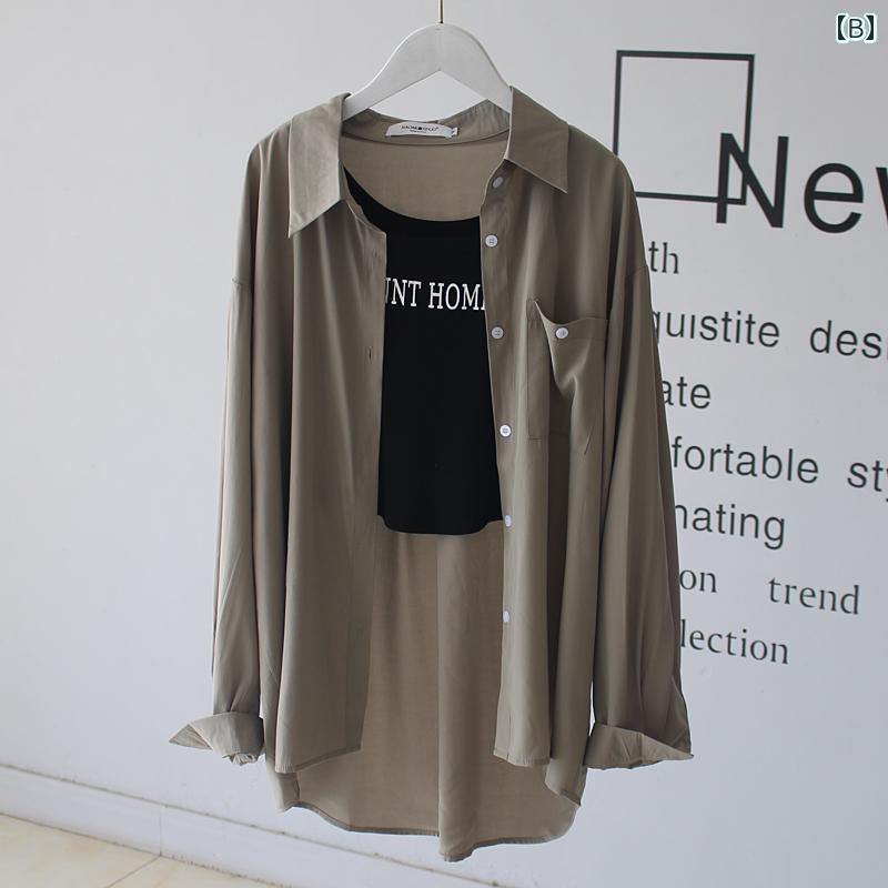 大人 オシャレ 服 ミディアム 丈の ヒップ カバーの シャツ ジャケット 春秋にの ゆったり 長袖 コットンシャツ カジュアル アウター