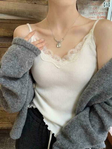 レディース トップス インナー Vネックの 暖かい ベスト 女性 2025 春秋 インナーウェア スリム レース 小さい キャミソールニット ボトムトップ レディース トップス インナー Vネックの 暖かい ベスト 女性 2025 春秋 インナーウェア スリム レース 小さい キャミソールニット ボトムトップ