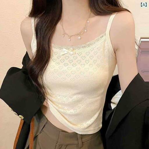 レディース トップス インナー BM ボウ レース スリング 女性 春夏 スリム ラブ インナーウェア ショート ベスト 秋 レディース トップス インナー BM ボウ レース スリング 女性 春夏 スリム ラブ インナーウェア ショート ベスト 秋