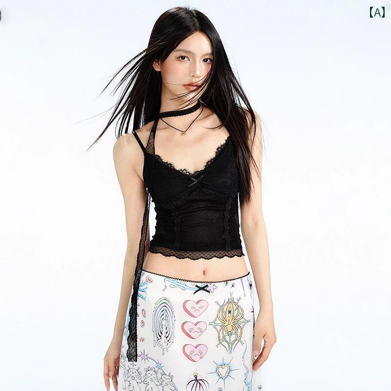 レディース トップス インナー なの レースキャミソール ベスト 女性用 夏用 Vネック 胸 パッド 美しい 背中 ホット ガール ボトム メッシュ セクシー トップ