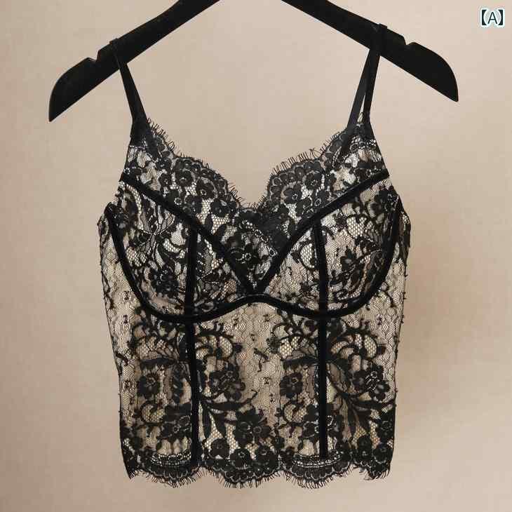 レディース トップス な フィッシュボーン ステッチ フック フラワー 魅惑的 ボトムトップ 胸 パッド ..