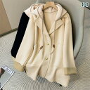 レディース トップス かわいい 春の レディース フード付き フェイク ツーピース ミドル 丈 ウール コート 太った 女の子向け 大きめ サイズ ゆったり 年...