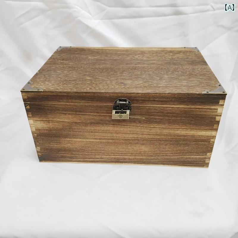 収納ケース 引き出し レトロ ロック 可能 デスク トップ 長方形の 無垢材 リビング ルーム 収納 ボック..