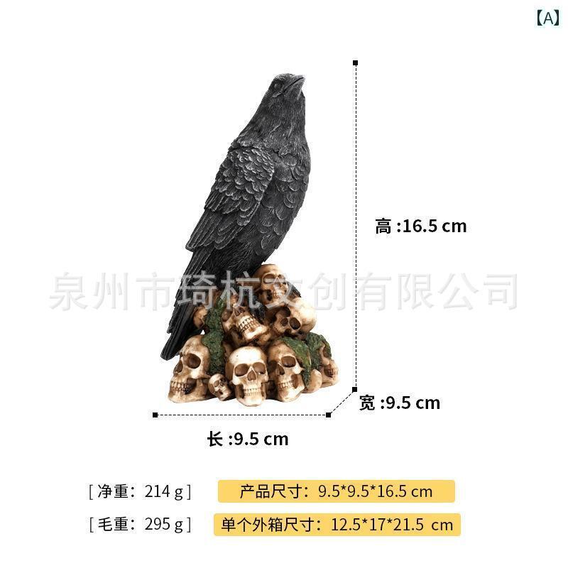 インテリア オブジェ 神秘的な ダーク 頭蓋 骨 動物 猫と カラスの 像の 装飾品 樹脂 工芸家の 装飾