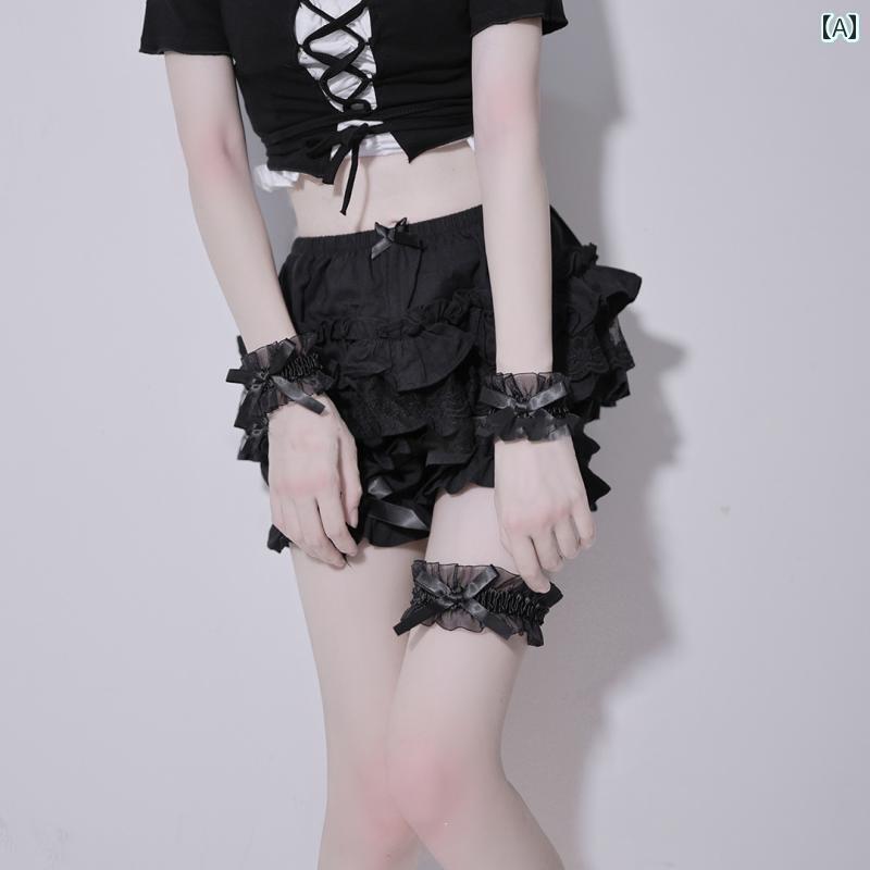 ガーターベルト 普段使い シンプル ブレスレット レッグリング 3点 セット セクシー レース 太もも 手首 ジュエリー かわいい 女の子 ハンドリング ブラッ...