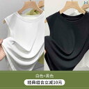 レディース トップス 夏の アウターと して 着用 できる 女性用 ノースリーブ Tシャツ 2025年 伸縮性の ある スリムフィットの ラウンドネック トップ...