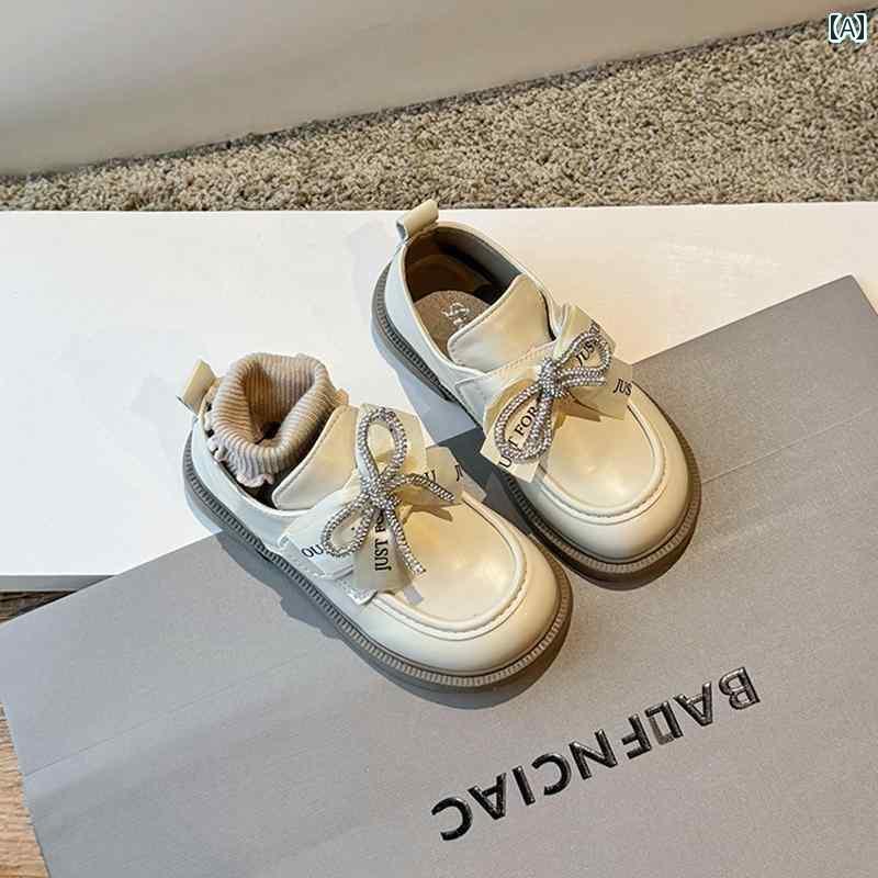 キッズ 子供 靴 女の子 靴 2025 春秋 子供用 革靴 黒 パフォーマンス プリンセス シングル シューズ ソフト ソール ローファー(4)