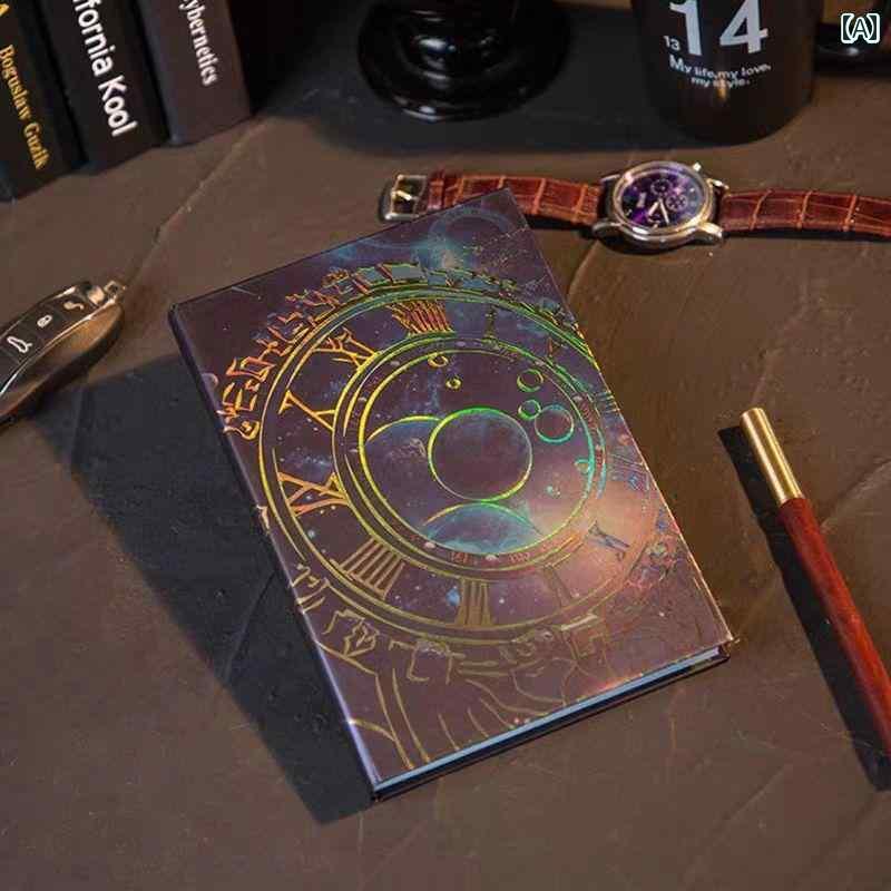 メモ 帳の レトロ ハンドブック 金属 センス クラフト フル カラー イラスト 金箔 押し 日記