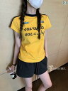 レディース トップス TDDP レトロ アメリカン レター プリント ストレート ショルダー 半袖 Tシャツ レディース 2025新 スリム トップ