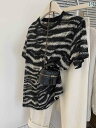 レディース トップス ストライプ 半袖 冷感 ニット セーター Tシャツ レディース 夏 薄手 トップス 2024
